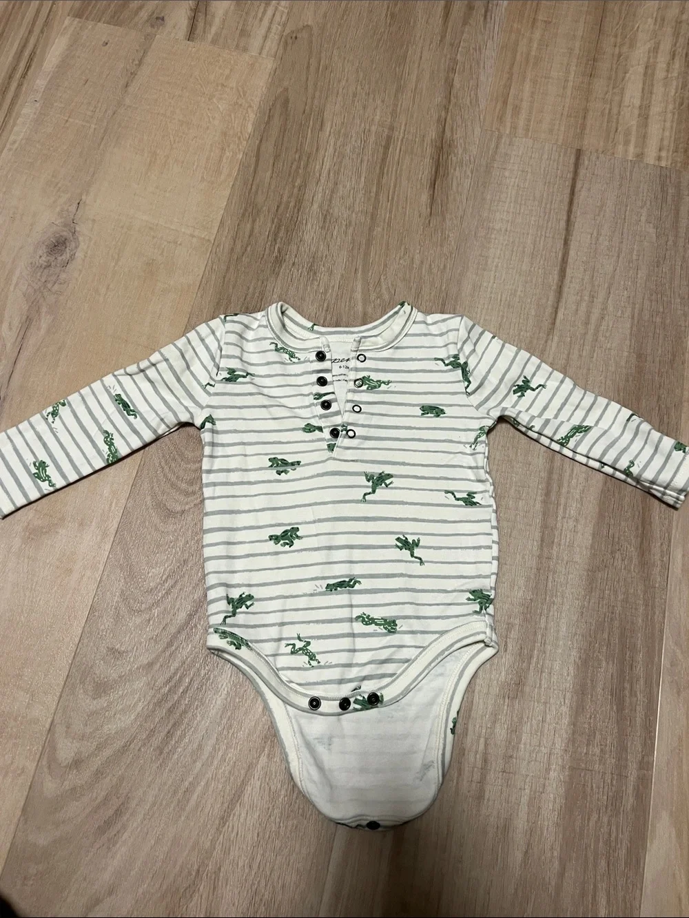 Pehr Cream & Green Striped One-Piece Bodysuit 6-12 M